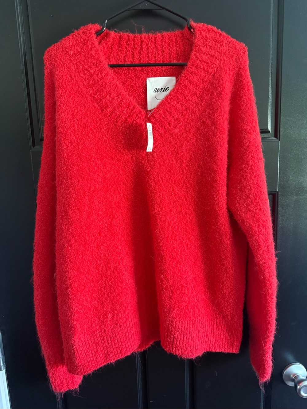 aerie Red V-Neck Pullover Sweater